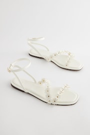 White Daisy Flower Detail Slingback Sandals - Image 1 of 5