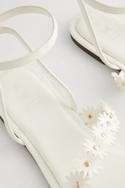 White Daisy Flower Detail Slingback Sandals - Image 3 of 5
