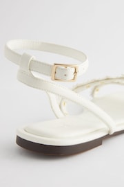 White Daisy Flower Detail Slingback Sandals - Image 4 of 5