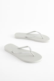 Metallic Pearlised Plaited Flip Flops - Image 3 of 7