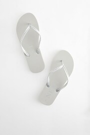 Metallic Pearlised Plaited Flip Flops - Image 5 of 7