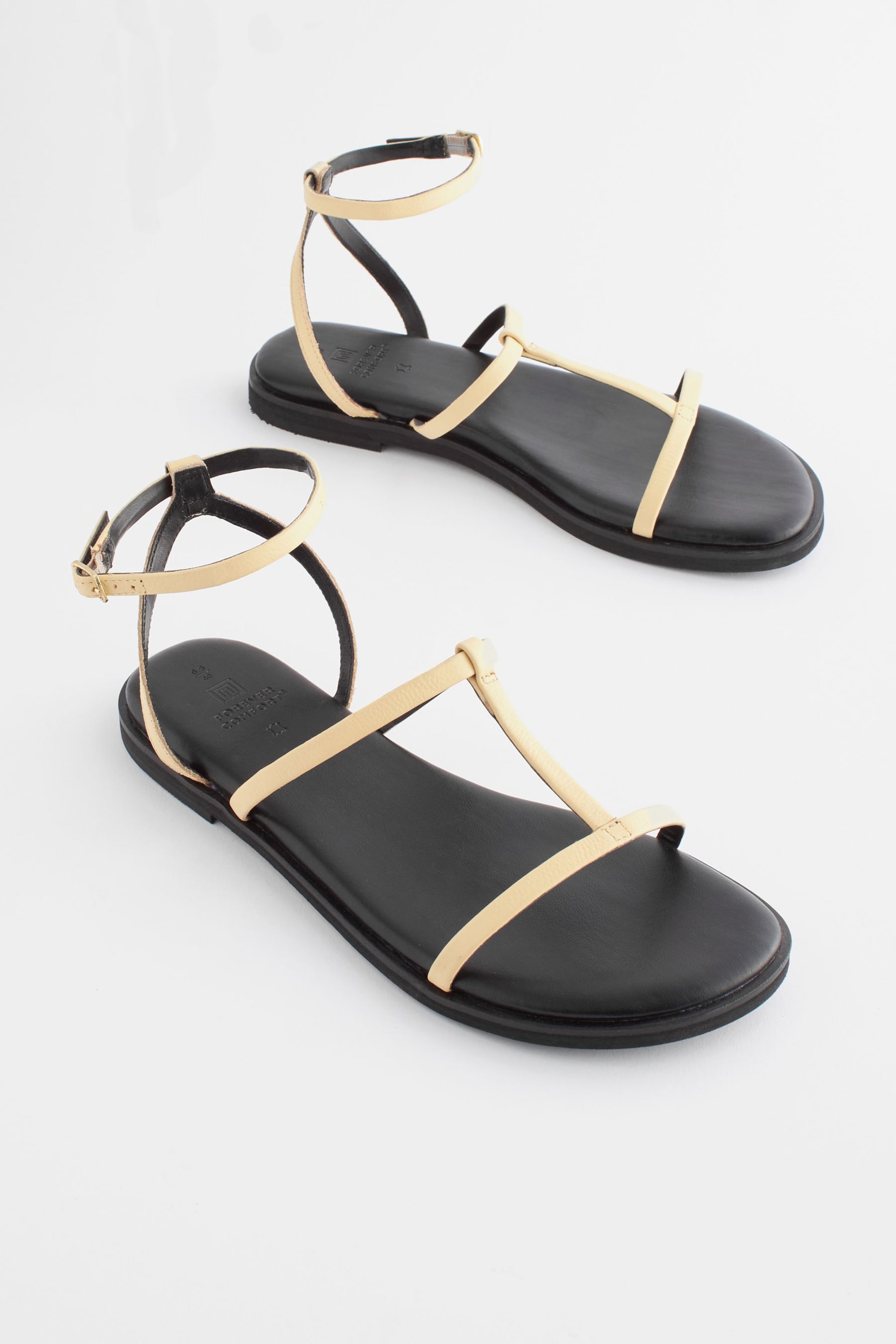 Light Yellow Regular/Wide Fit Forever Comfort® T-Bar Sandals - Image 1 of 5