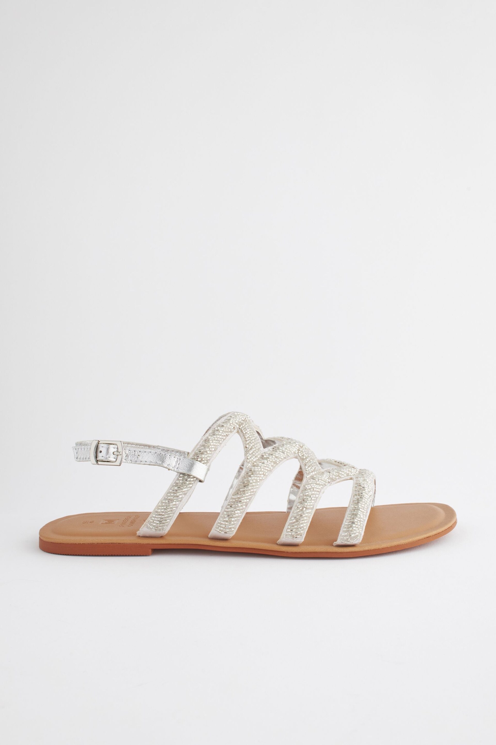 White Regular/Wide Fit Forever Comfort® Beaded Slingback Sandals - Image 2 of 6