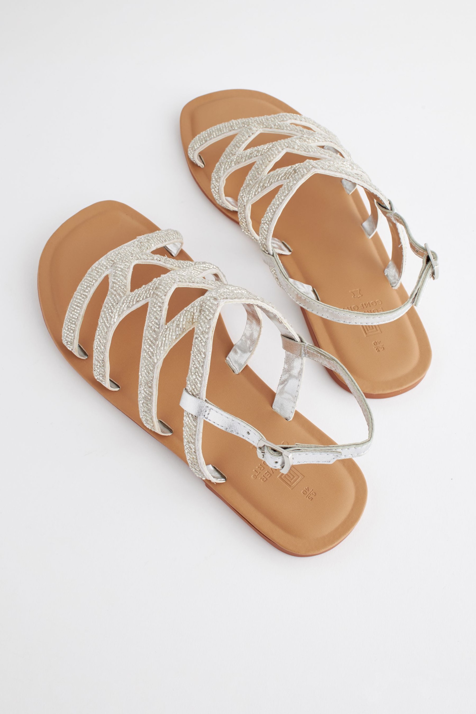White Regular/Wide Fit Forever Comfort® Beaded Slingback Sandals - Image 3 of 6