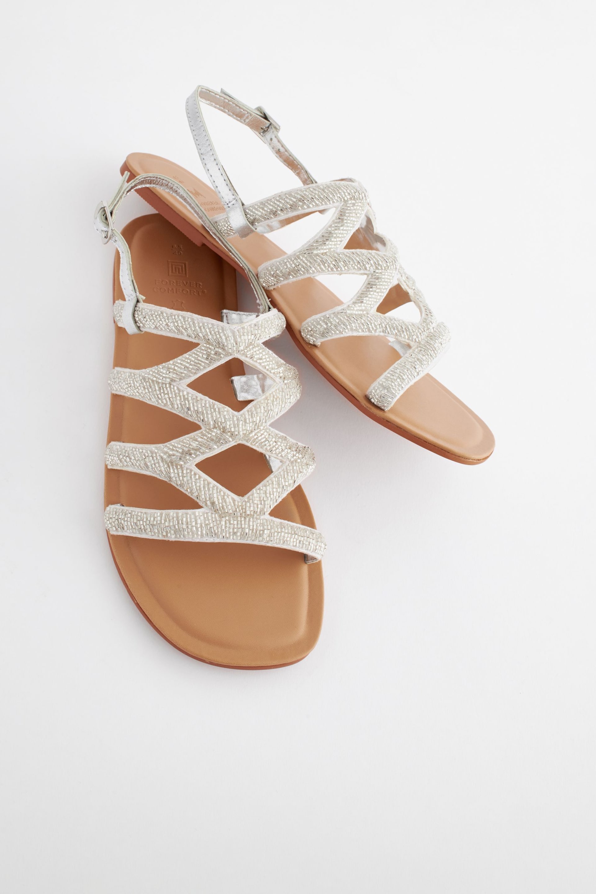 White Regular/Wide Fit Forever Comfort® Beaded Slingback Sandals - Image 4 of 6