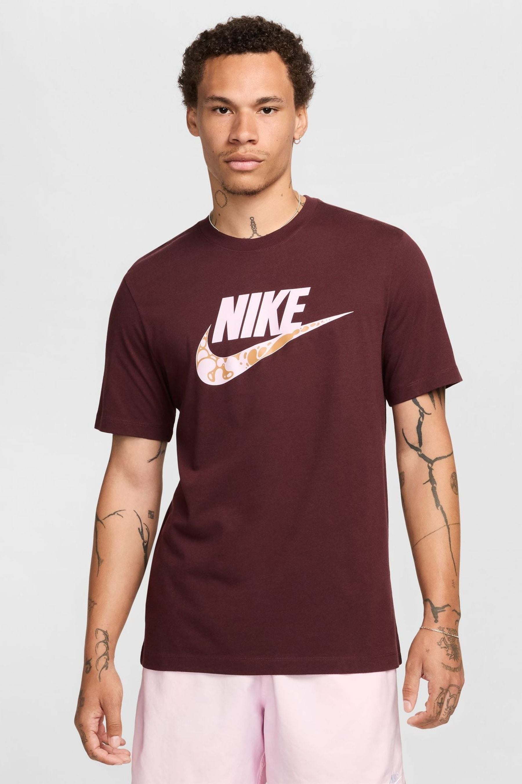 Buy Nike Burgundy Crush Sportswear Printed Graphic 100 Cotton T Shirt from Next Luxembourg