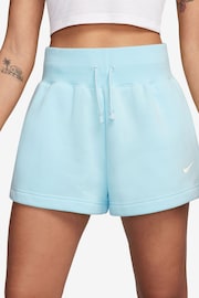 Nike Blue Phoenix Fleece High-Waisted Shorts - Image 1 of 4