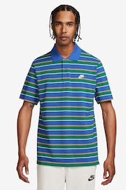 Nike Blue Club Striped Polo Shirt - Image 1 of 3