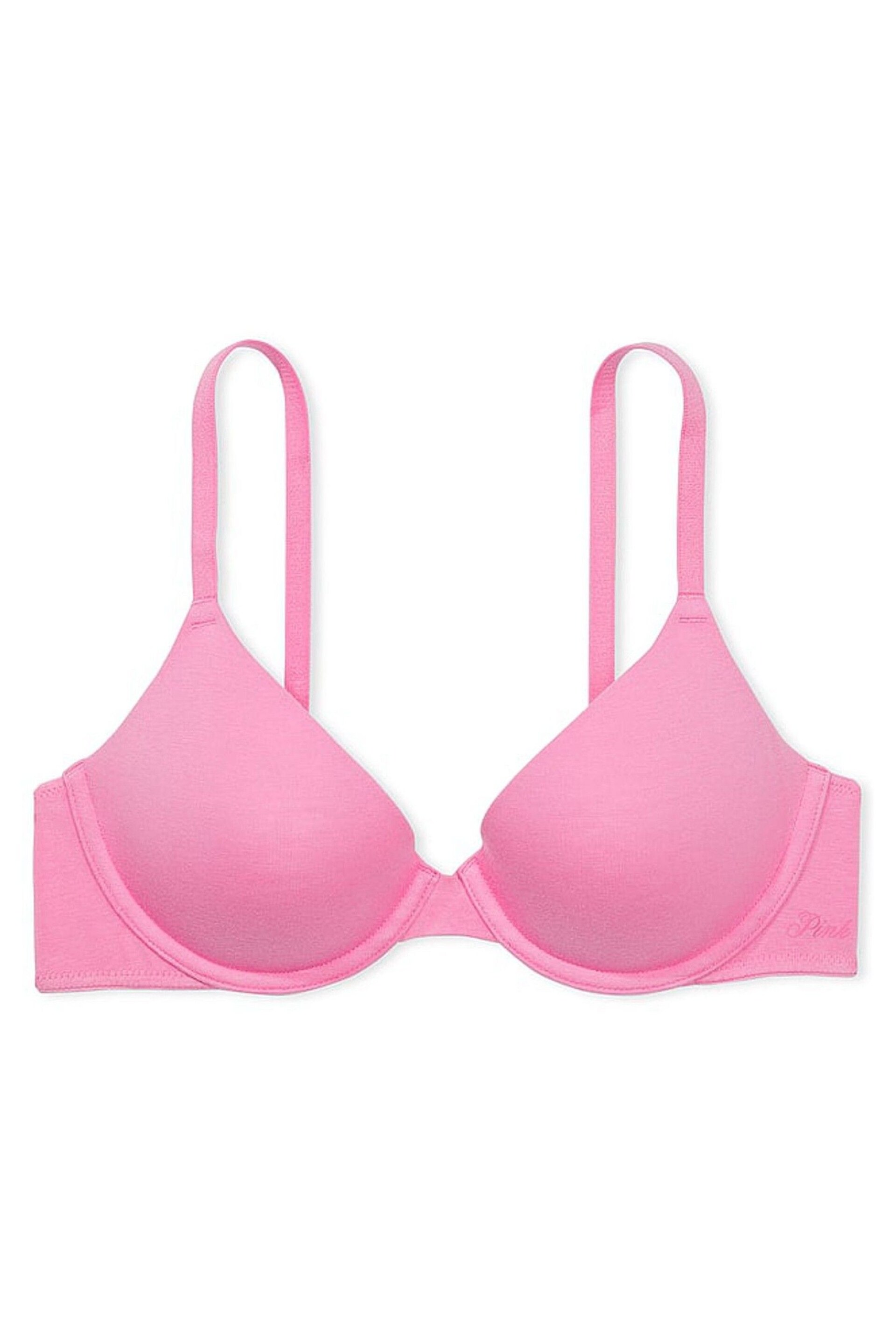 Victoria's Secret PINK Fuchsia Pink Lightly Lined Cotton Logo Bra - Image 3 of 3