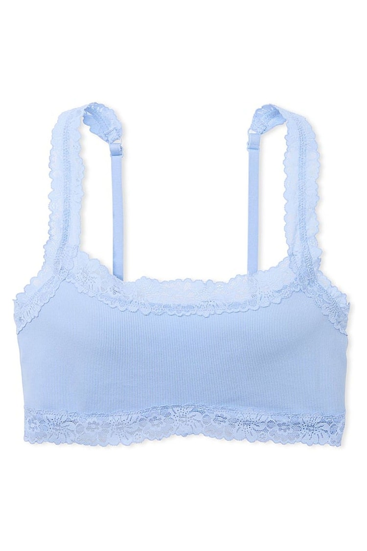 Victoria's Secret PINK Harbor Blue Lace Trim Rib Seamless Bralette - Image 3 of 3