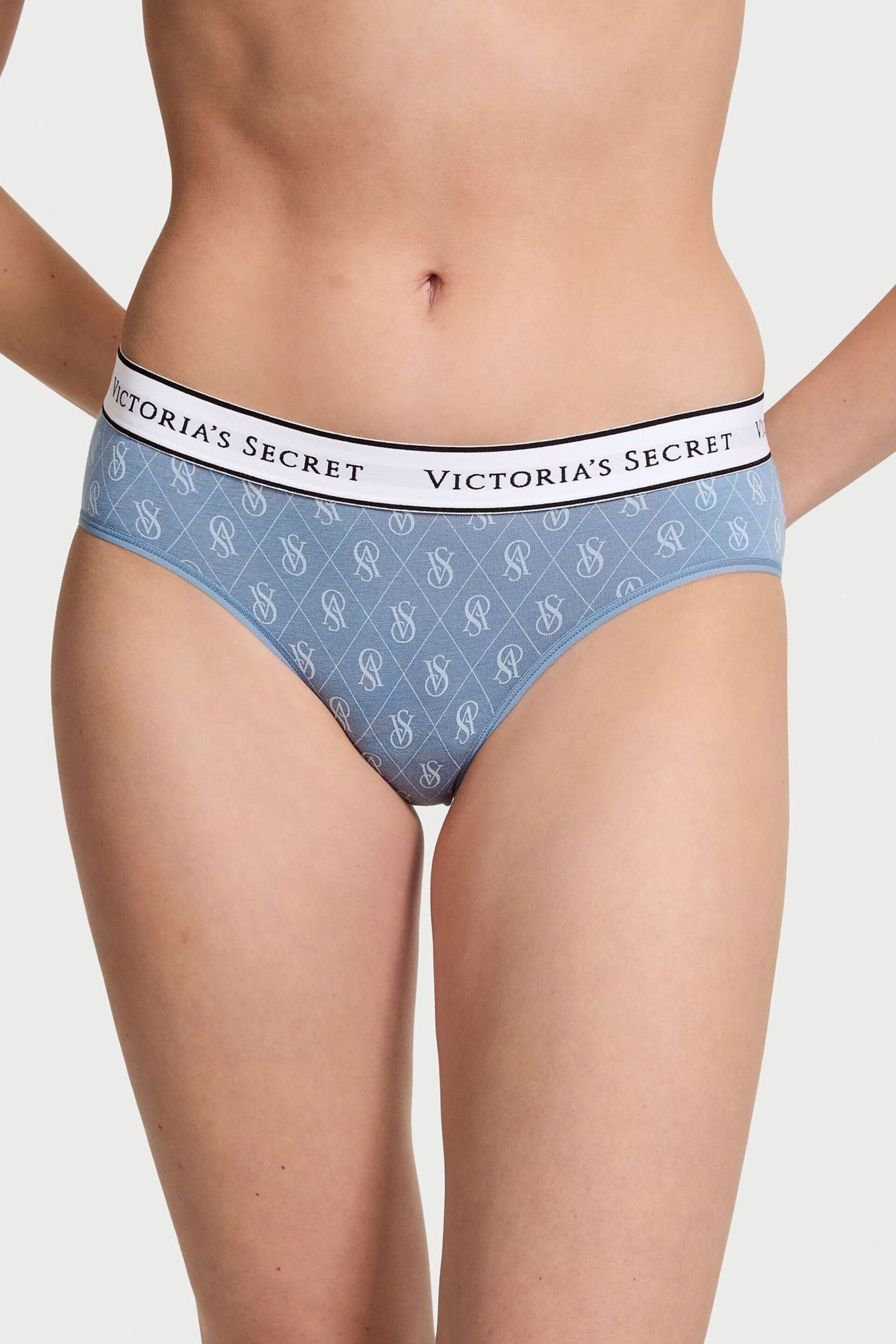 Victoria's Secret Faded Denim Blue Diamond Logo Hipster Logo Knickers - Image 1 of 3