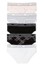 Victoria's Secret White/Black/Grey/Pink Hipster Logo 5 Pack Knickers - Image 1 of 3