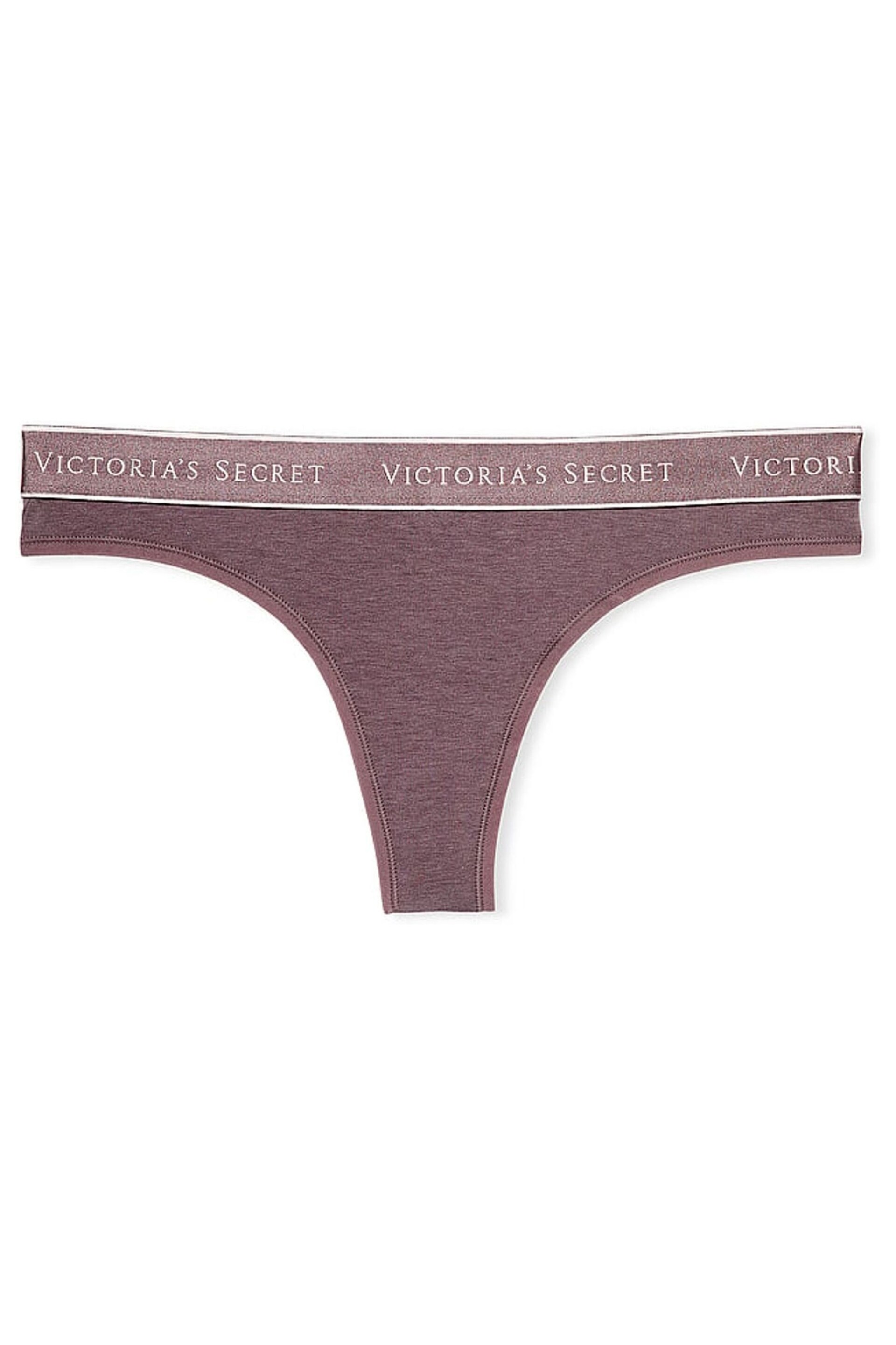 Victoria's Secret Cocoa Blush Purple Thong Logo Knickers - Image 3 of 3