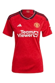 adidas Red Manchester United EPL Home Shirt 2023-24 - Garnacho 17 Womens - Image 2 of 3