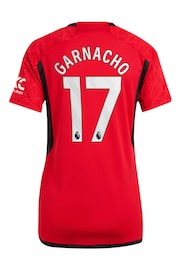 adidas Red Manchester United EPL Home Shirt 2023-24 - Garnacho 17 Womens - Image 3 of 3