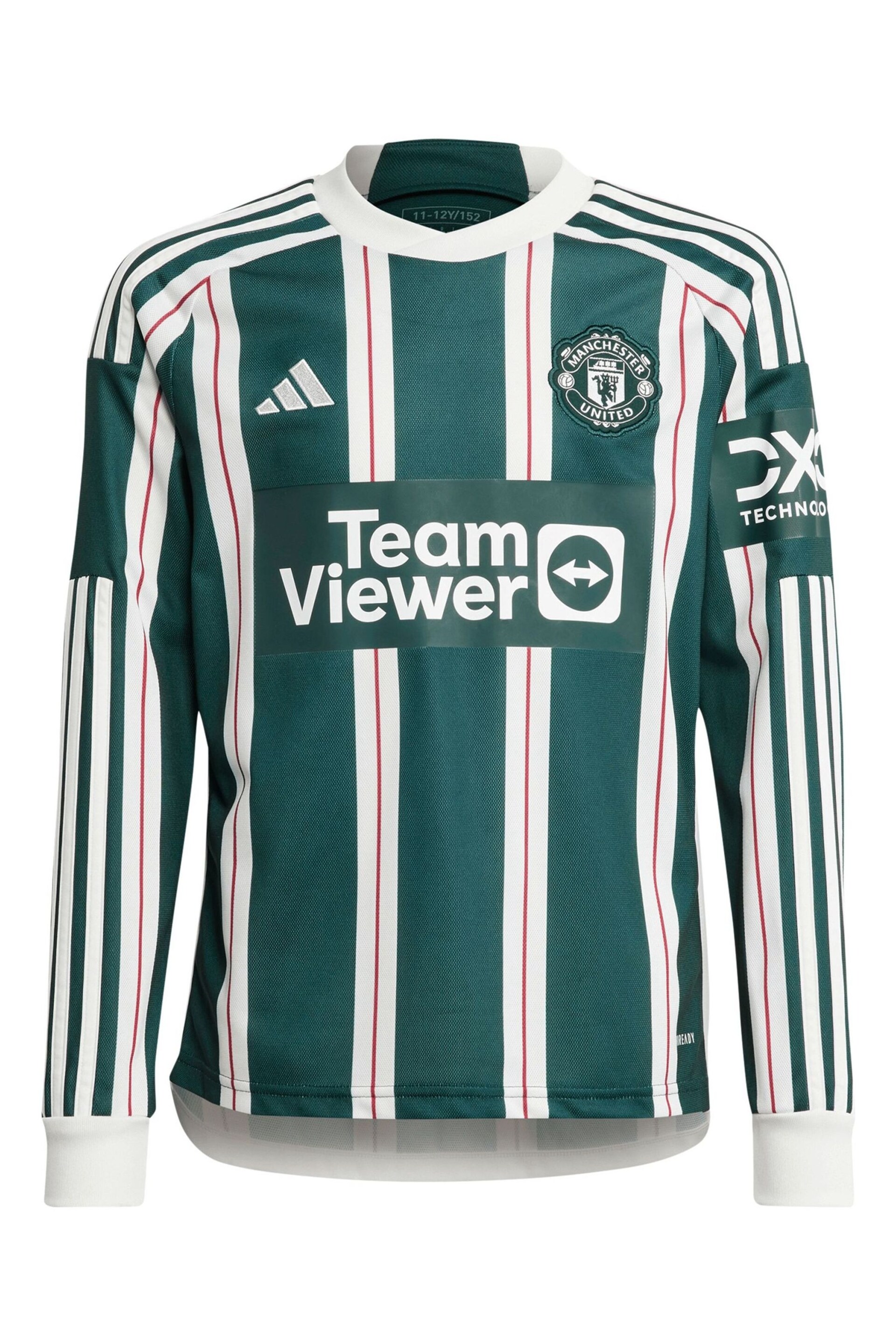 adidas Green Manchester United EPL Away Shirt 2023-24 - Hojlund 11 Kids - Image 2 of 3