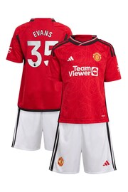 adidas Red Manchester United EPL Home Mini Kit 2023-24 - Evans 35 Minikit - Image 1 of 3