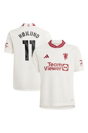 adidas White Manchester United EPL Third Shirt 2023-24 - Hojlund 11 Kids - Image 1 of 3