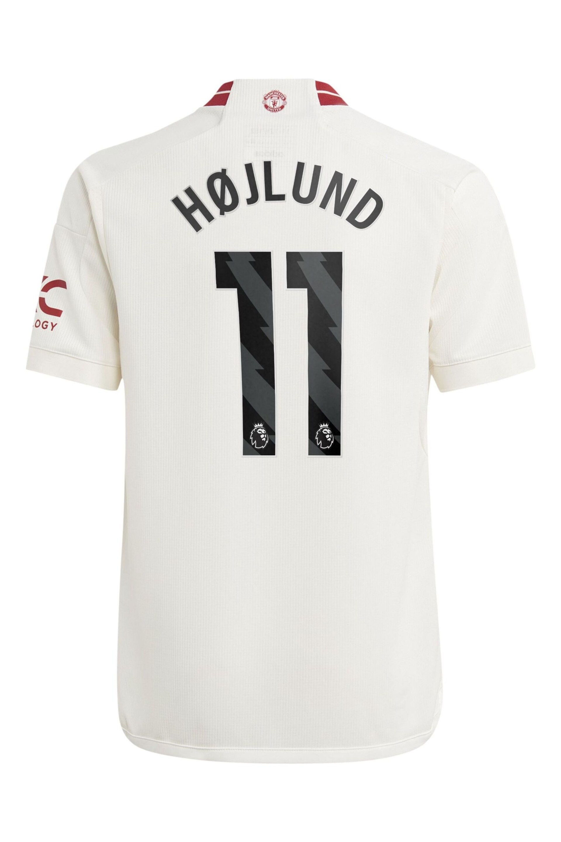 adidas White Manchester United EPL Third Shirt 2023-24 - Hojlund 11 Kids - Image 3 of 3