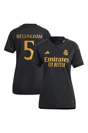 adidas Black Real Madrid Third Shirt 2023-24 - Bellingham 5 Womens - Image 1 of 3