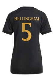 adidas Black Real Madrid Third Shirt 2023-24 - Bellingham 5 Womens - Image 3 of 3