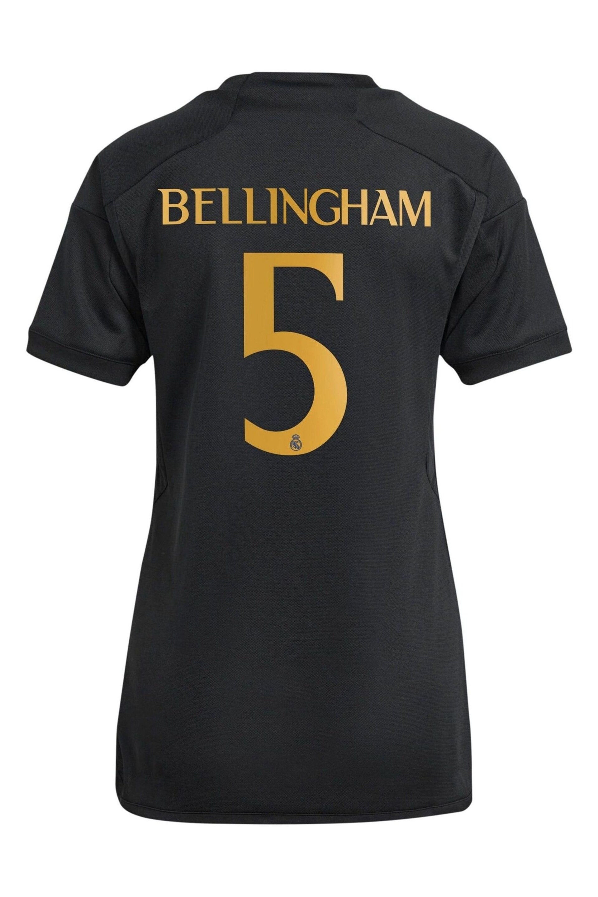 adidas Black Real Madrid Third Shirt 2023-24 - Bellingham 5 Womens - Image 3 of 3