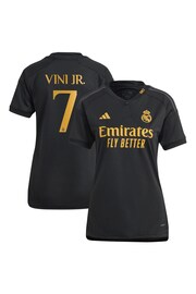 adidas Black Real Madrid Third Shirt 2023-24 - Vini Jr. 7 Womens - Image 1 of 3