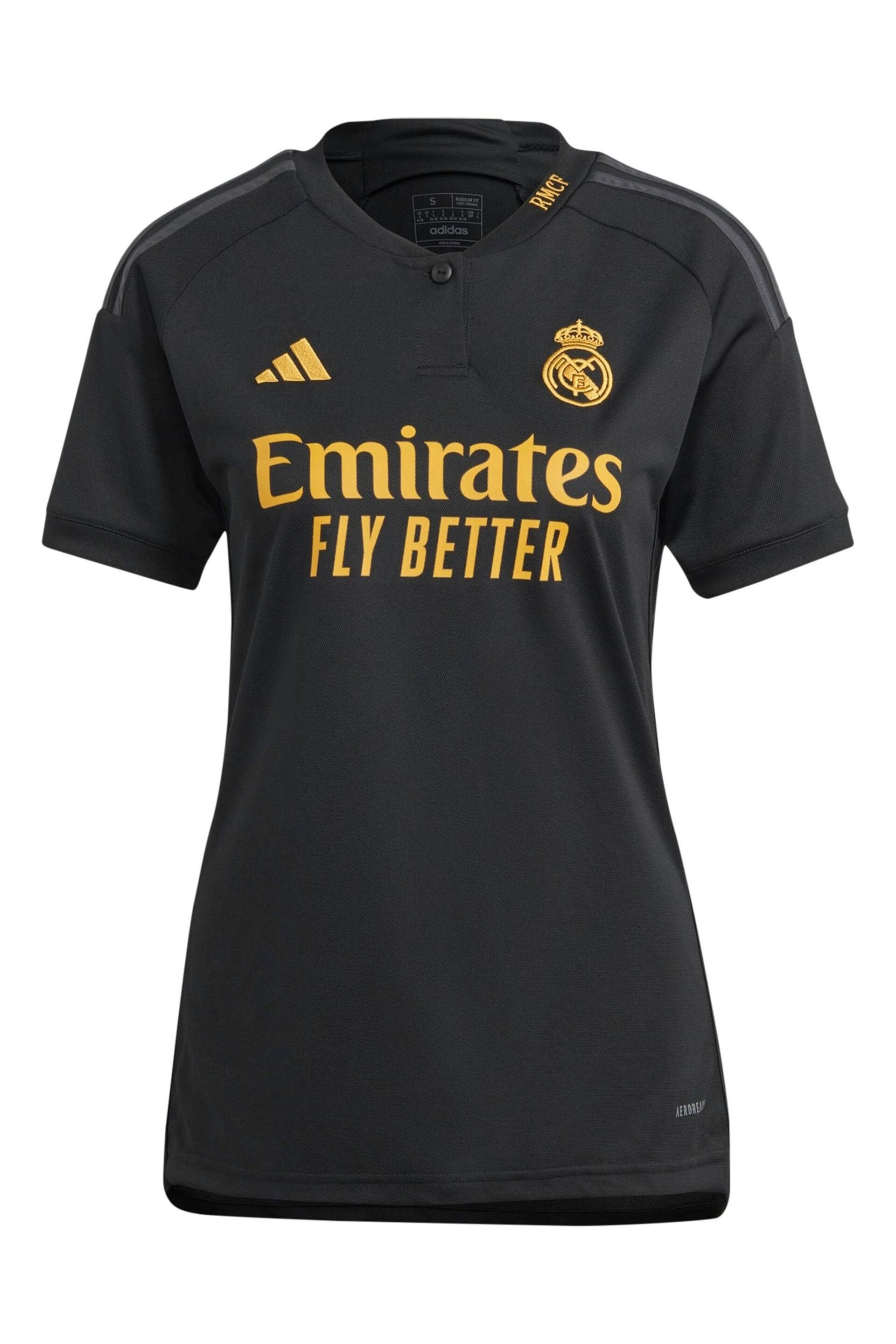 adidas Black Real Madrid Third Shirt 2023-24 - Vini Jr. 7 Womens - Image 2 of 3
