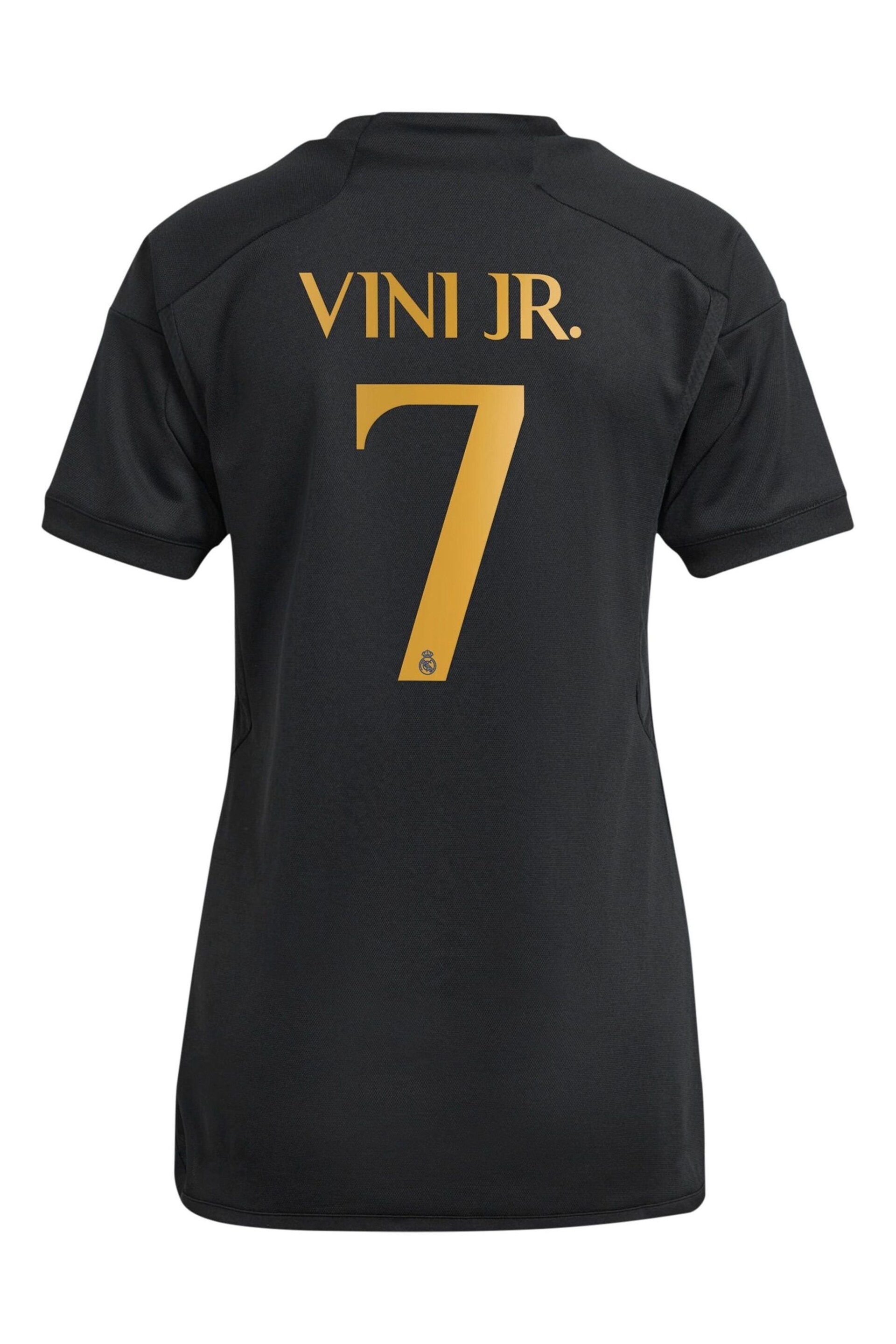 adidas Black Real Madrid Third Shirt 2023-24 - Vini Jr. 7 Womens - Image 3 of 3
