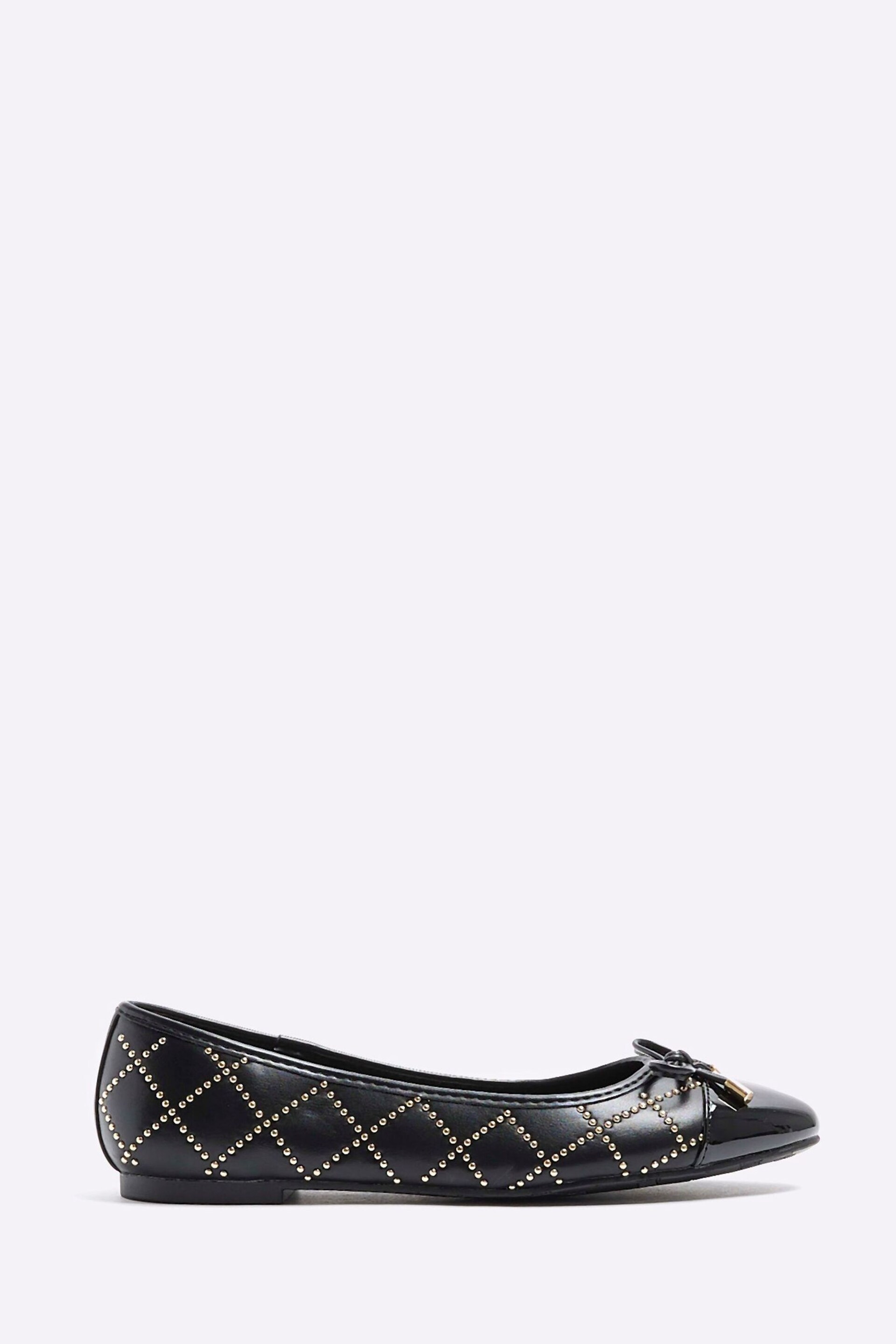 River Island Black Studded Bow Ballerinas - Image 1 of 5