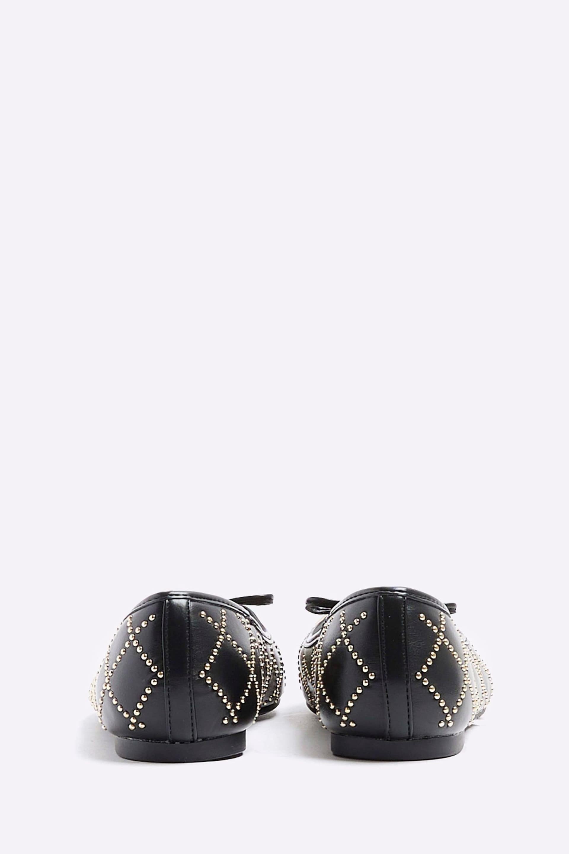 River Island Black Studded Bow Ballerinas - Image 4 of 5