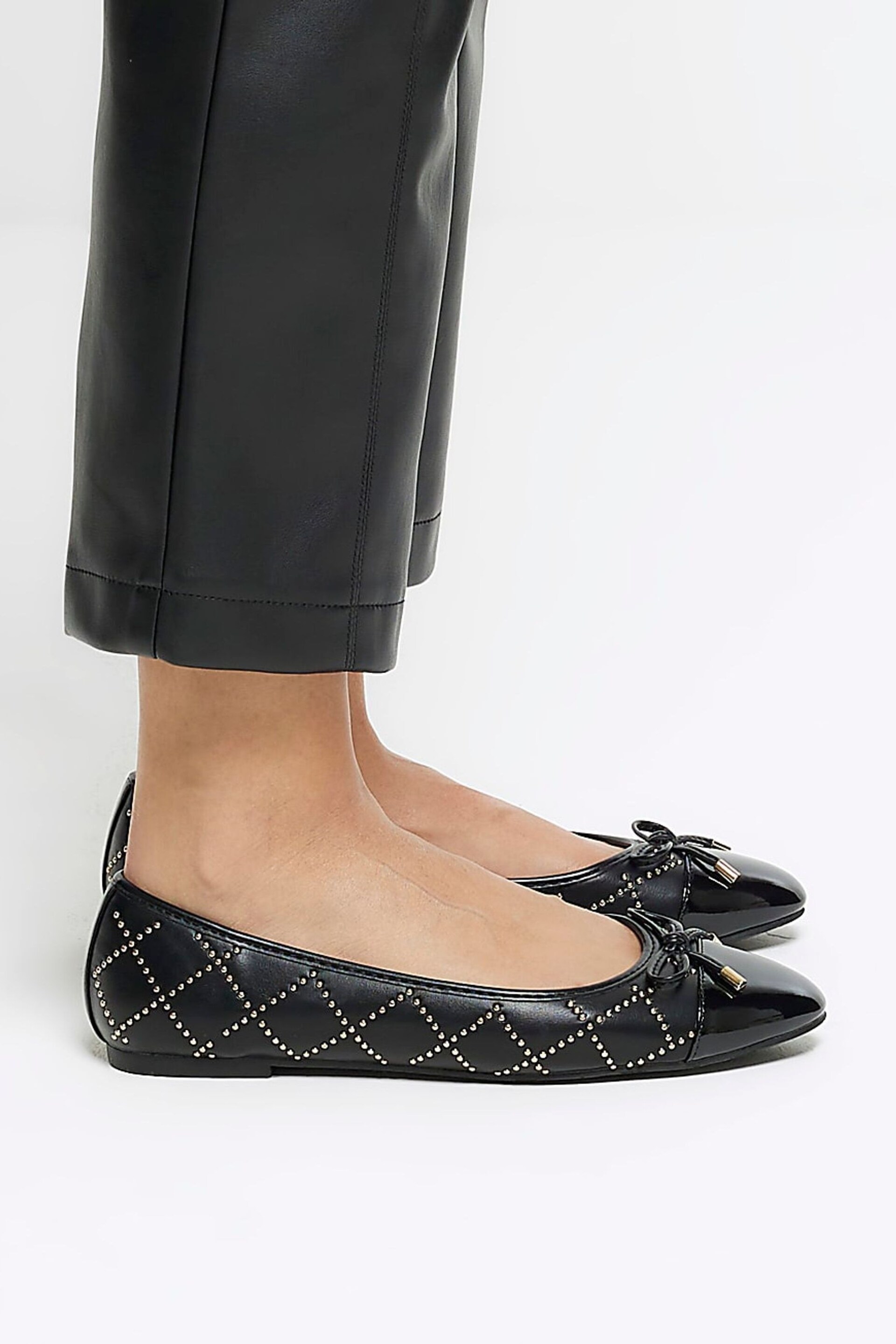 River Island Black Studded Bow Ballerinas - Image 5 of 5