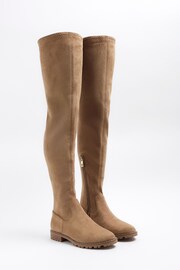 River Island Brown Suedette Over The Knee Boots - Image 2 of 6