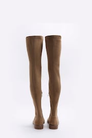 River Island Brown Suedette Over The Knee Boots - Image 3 of 6
