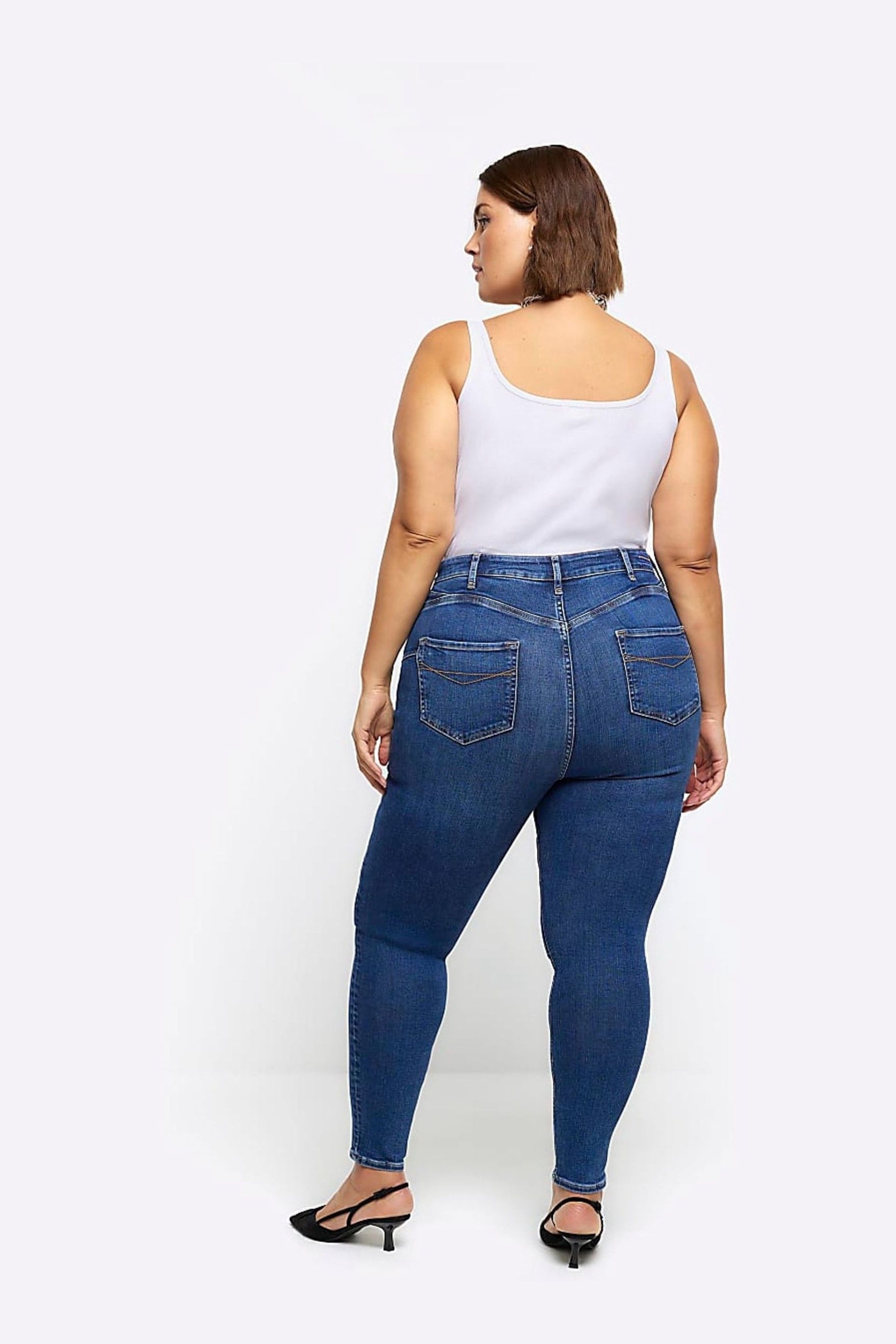 River Island Blue Curve Bum Sculpt Skinny Jeans - Image 2 of 7