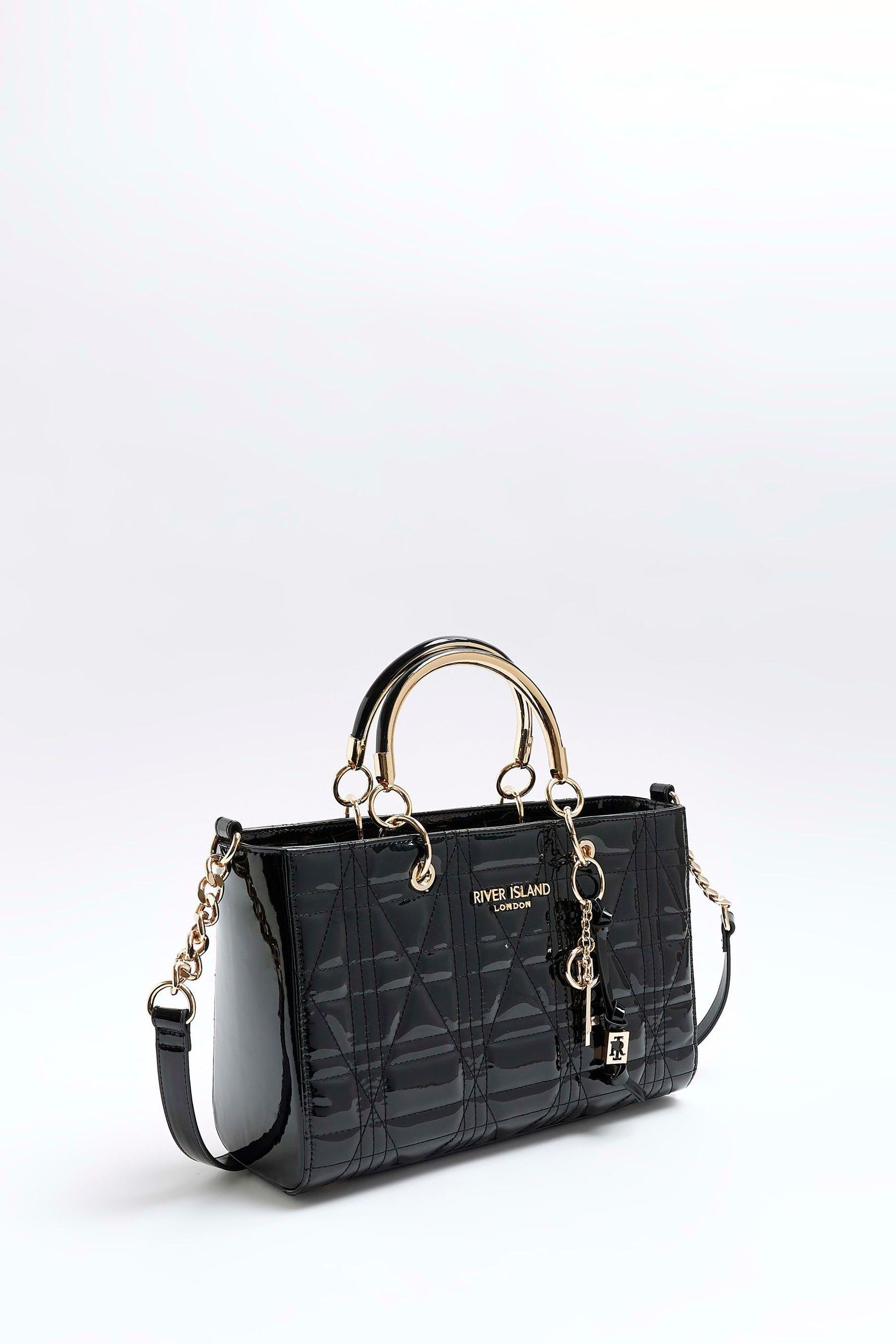 River island black patent bag deals
