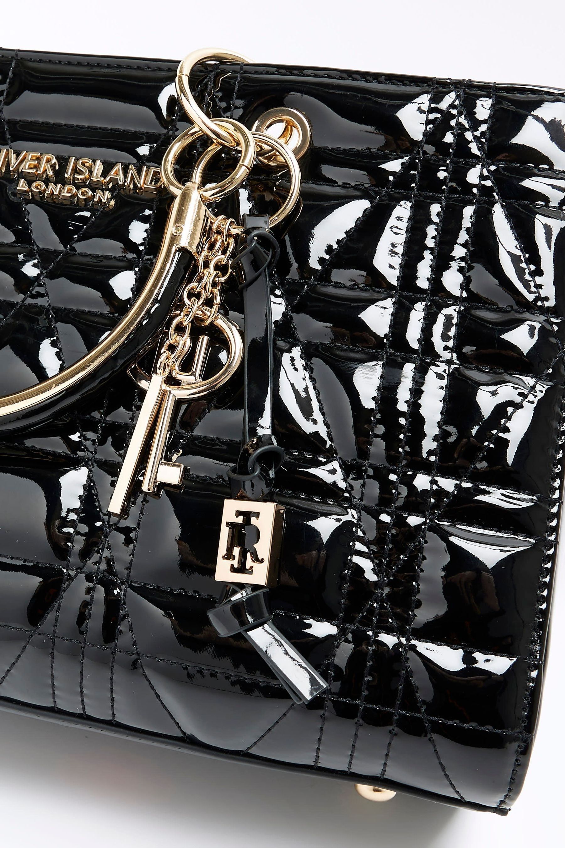Buy River Island Black Patent Tote Bag from Next Ireland