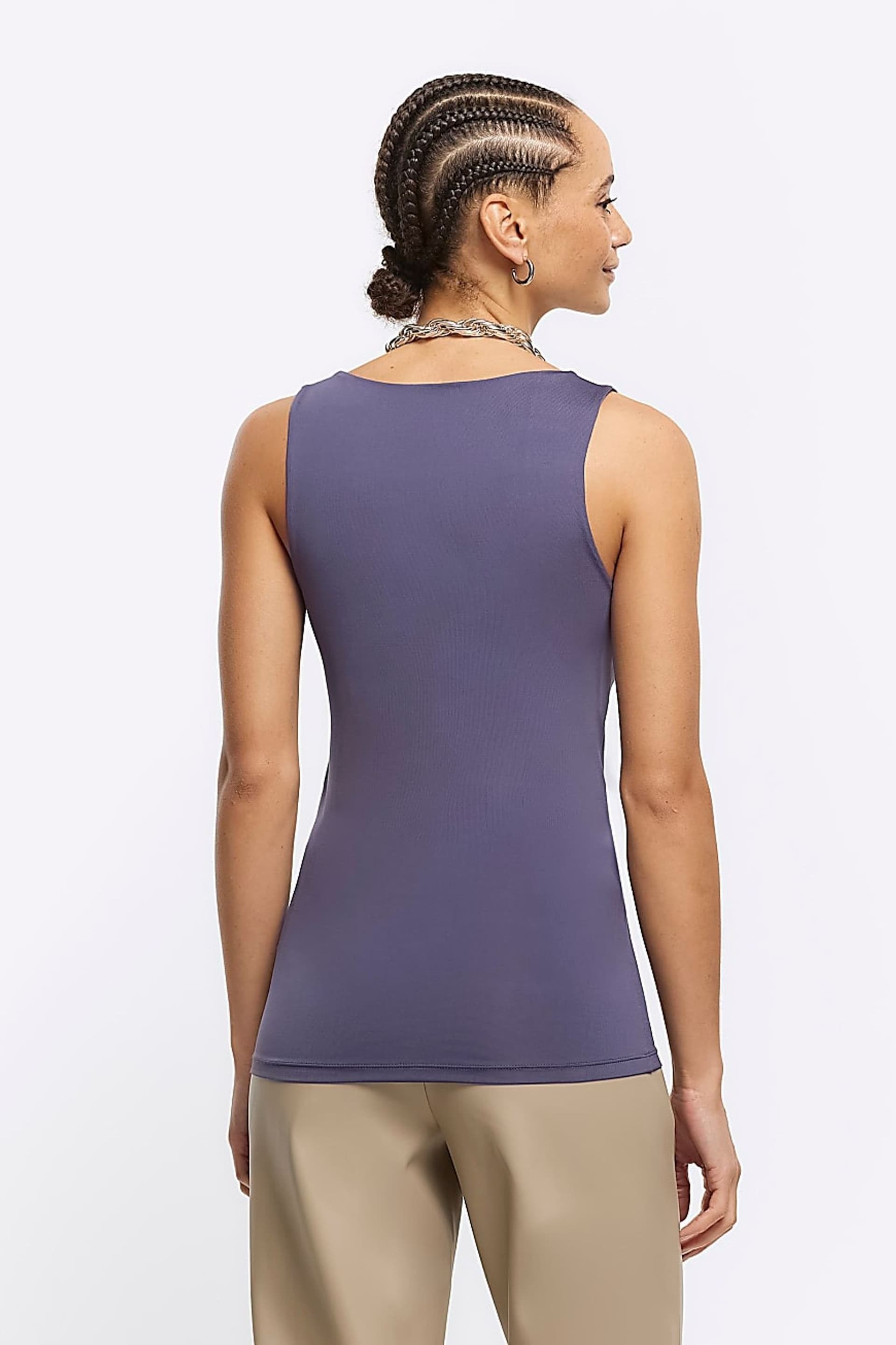 River Island Blue Aysmmetric Neck Tank Top - Image 2 of 6