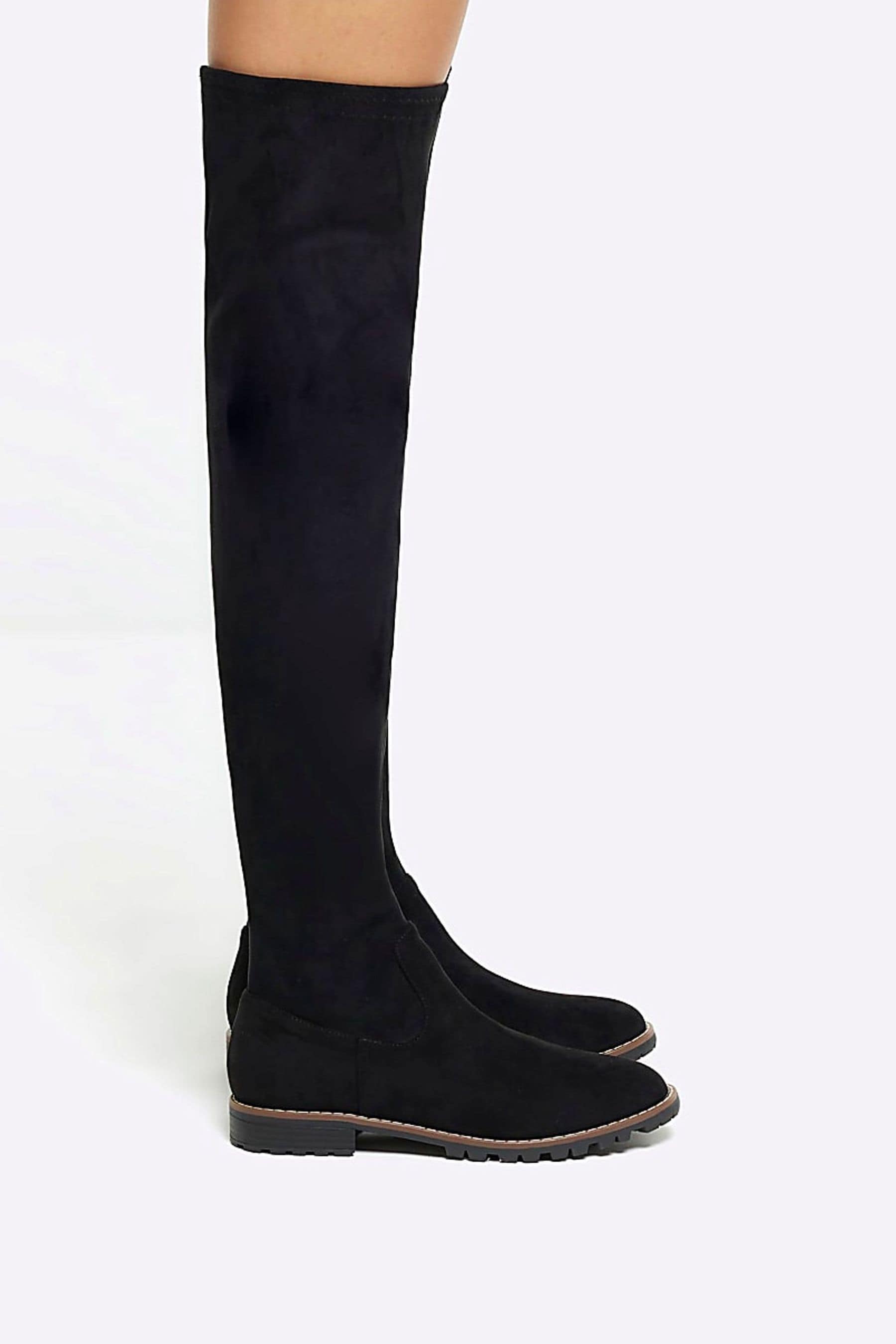 Buy River Island Black Suedette Over The Knee Boots from Next Luxembourg
