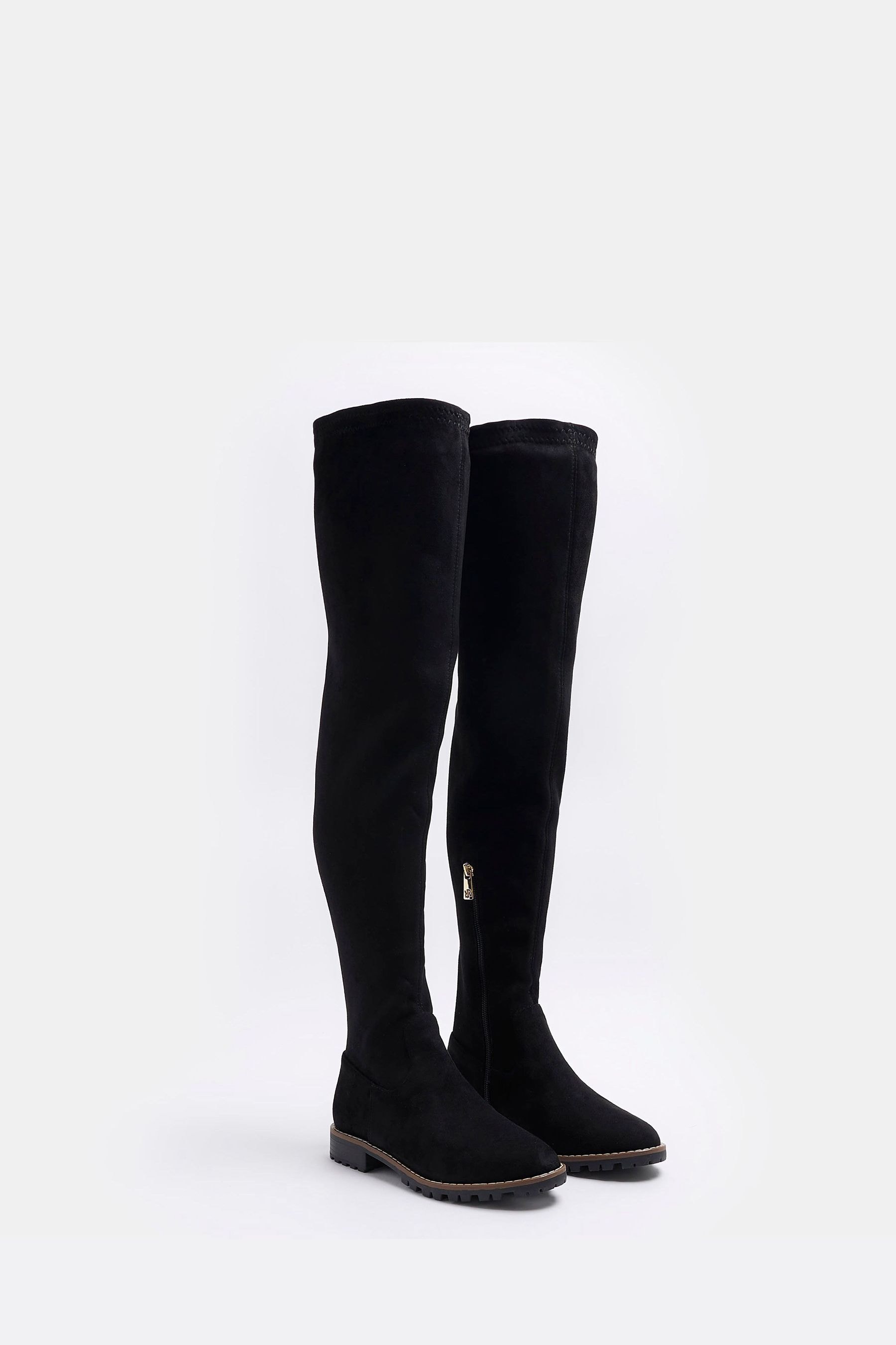River island black over the knee boots discount