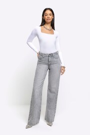 River Island Grey High Rise Relaxed Straight Fit Jeans - Image 1 of 5