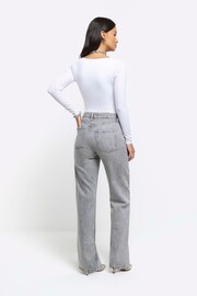 River Island Grey High Rise Relaxed Straight Fit Jeans - Image 2 of 5