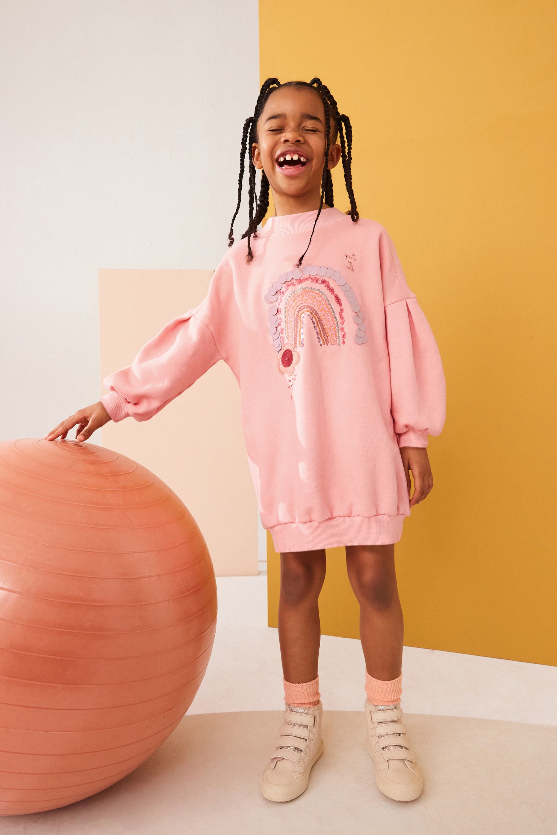 Pink Rainbow Jumper Dress 3 16yrs
