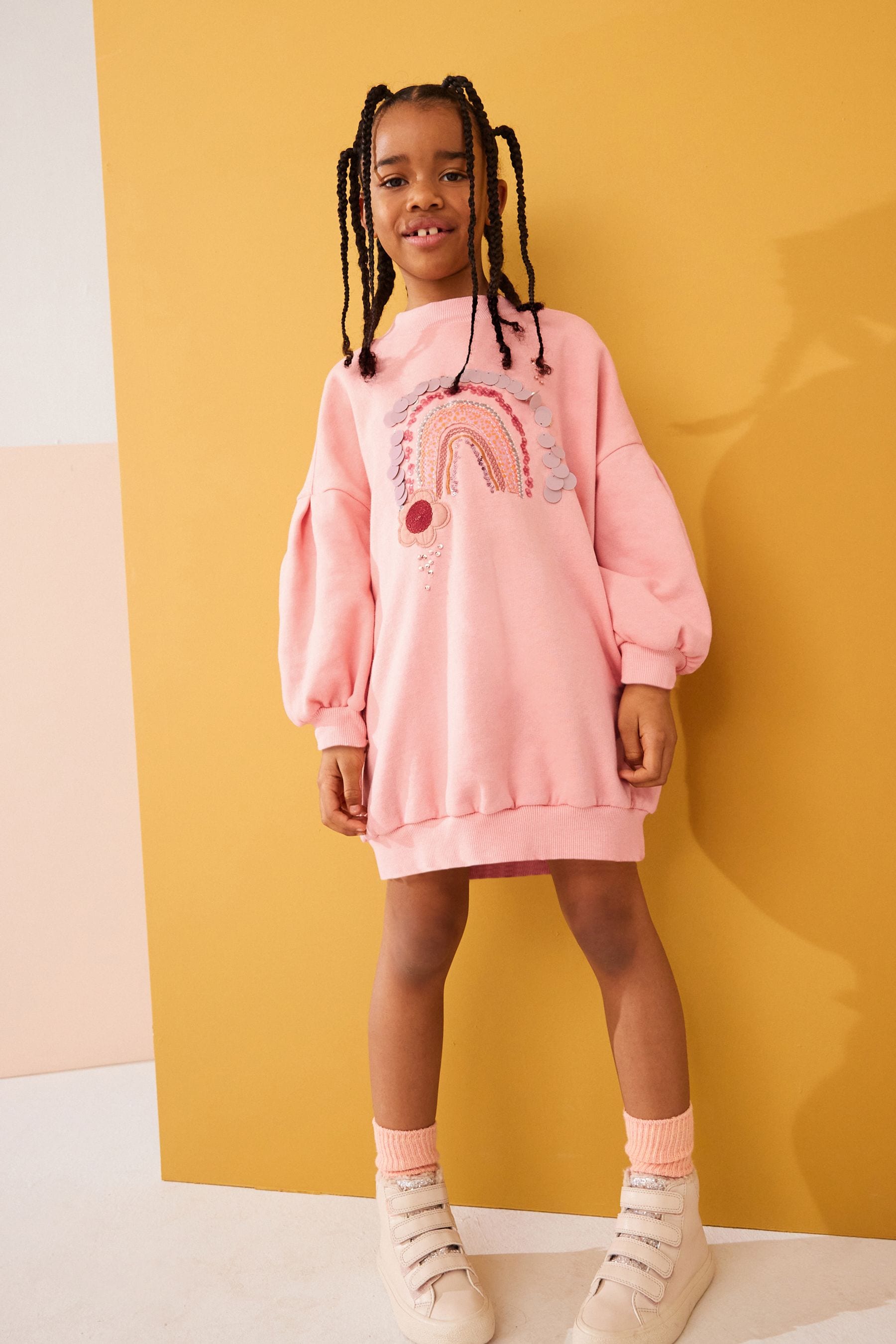 Buy Pink Rainbow Jumper Dress 3 16yrs from Next Luxembourg