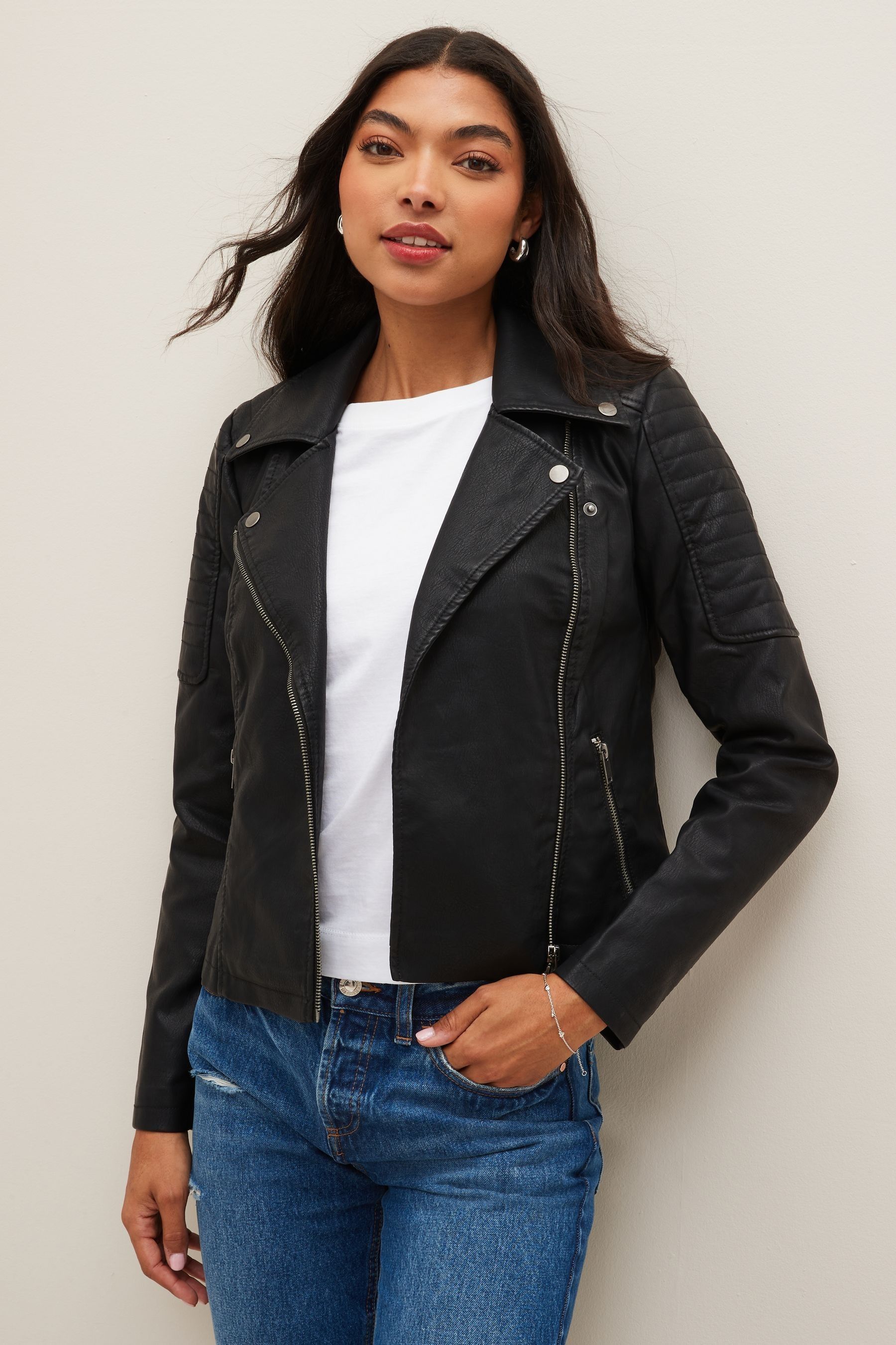 Noisy may leather look jacket store