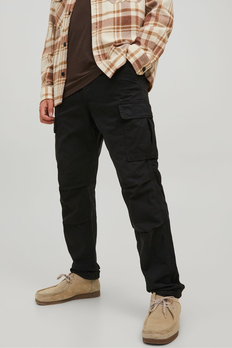 JACK & JONES Black Cargo Trousers - Image 1 of 4