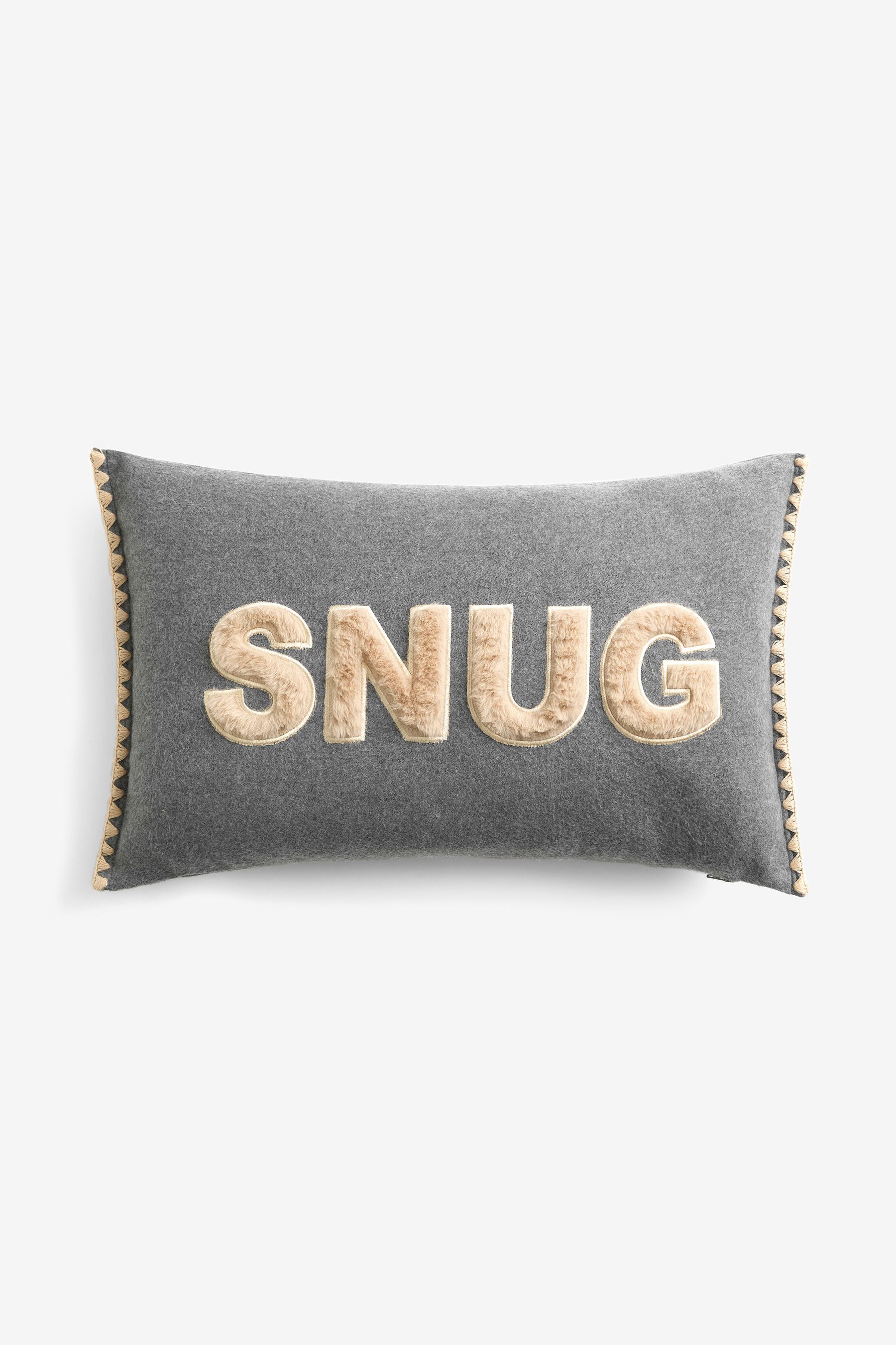 Grey slogan cushion store