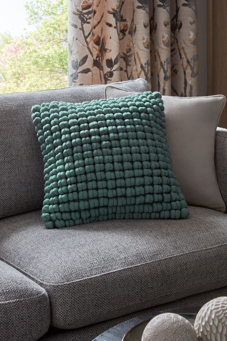 Light Blue 43 x 43cm Global Bobble 100% Cotton Cushion - Image 1 of 5