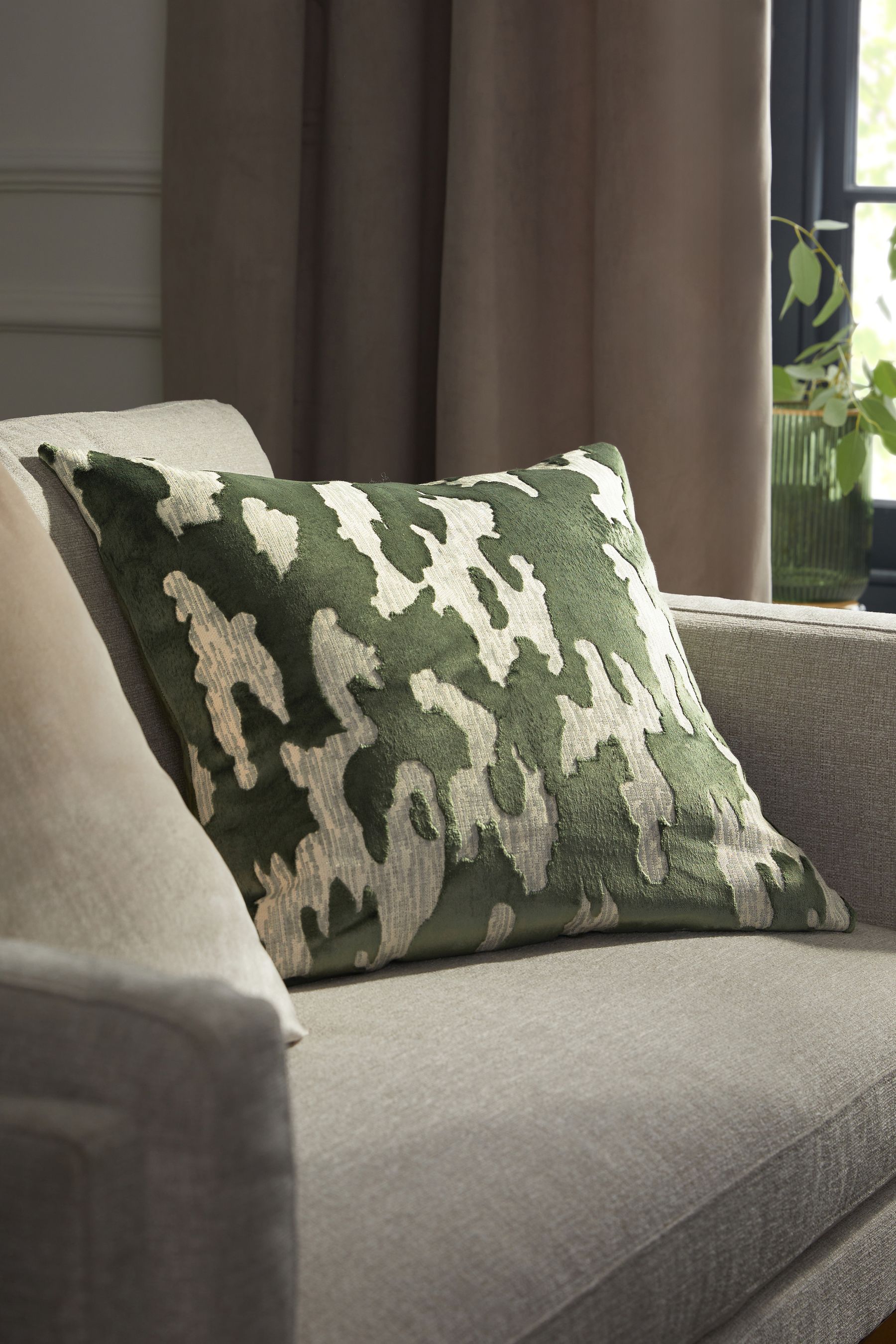 Sage green velvet cushion hot sale