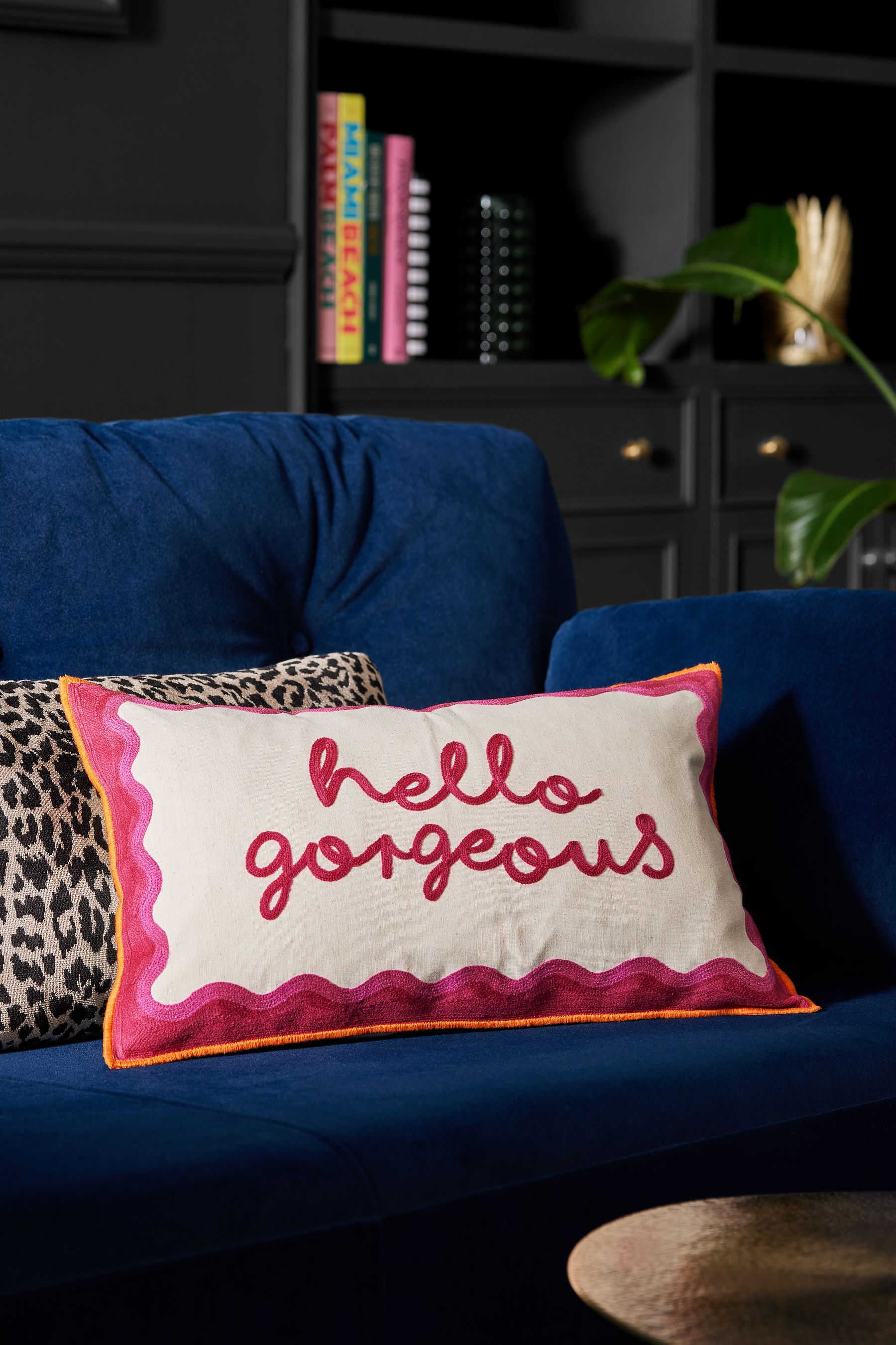 Buy Fuchsia Pink Hello Gorgeous Embroidered Cushion from the Next UK online shop